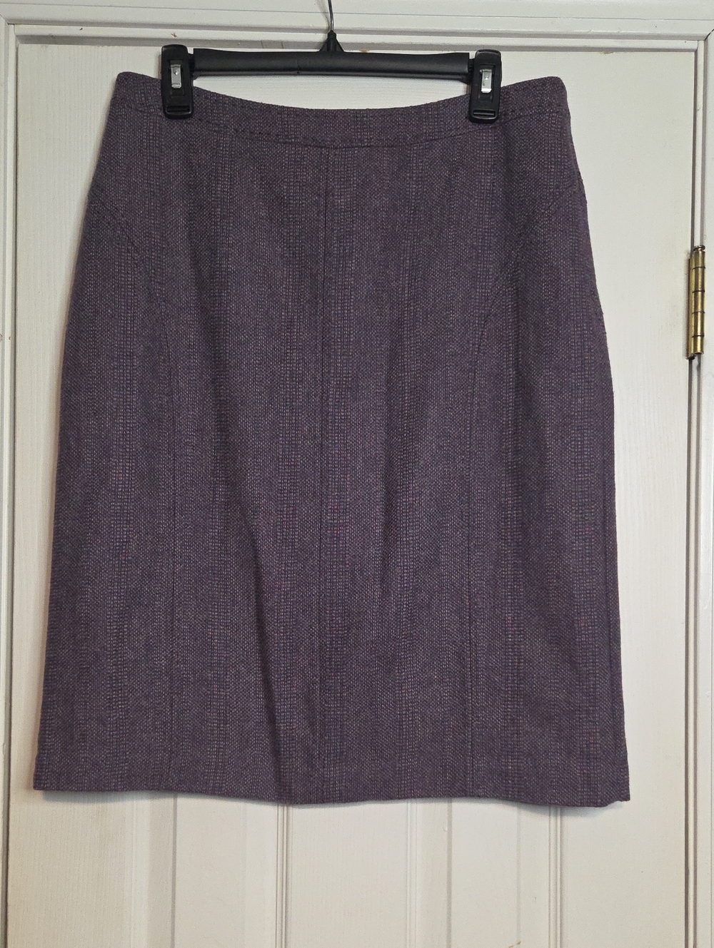Coldwater Creek Plum Tweed Pencil Lined Wool Blend Skirt